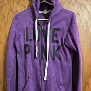 Purple zip up hoodie, love pink, size xs, fits more like a small